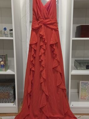 Red Ruffle Maxi Dress with Twist Waist